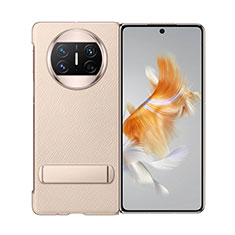 Luxus Leder Hülle Handyhülle und Kunststoff Schutzhülle Hartschalen Tasche GS1 für Huawei Mate X3 Gold