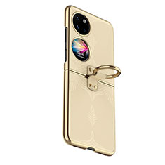 Luxus Leder Hülle Handyhülle und Kunststoff Schutzhülle Hartschalen Tasche GS4 für Huawei Pocket S Gold