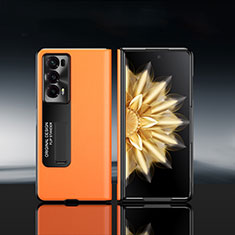 Luxus Leder Hülle Handyhülle und Kunststoff Schutzhülle Hartschalen Tasche GS5 für Huawei Honor Magic V2 Ultimate 5G Orange