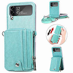 Luxus Leder Hülle Handyhülle und Kunststoff Schutzhülle Hartschalen Tasche H06 für Samsung Galaxy Z Flip4 5G Grün