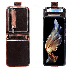 Luxus Leder Hülle Handyhülle und Kunststoff Schutzhülle Hartschalen Tasche JD2 für Samsung Galaxy Z Flip3 5G Braun