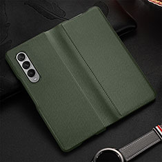 Luxus Leder Hülle Handyhülle und Kunststoff Schutzhülle Hartschalen Tasche L01 für Samsung Galaxy Z Fold3 5G Minzgrün