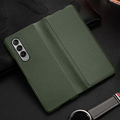 Luxus Leder Hülle Handyhülle und Kunststoff Schutzhülle Hartschalen Tasche L01 für Samsung Galaxy Z Fold4 5G Minzgrün