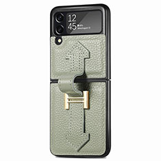 Luxus Leder Hülle Handyhülle und Kunststoff Schutzhülle Hartschalen Tasche L05 für Samsung Galaxy Z Flip3 5G Grün