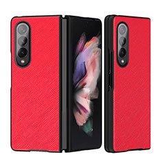 Luxus Leder Hülle Handyhülle und Kunststoff Schutzhülle Hartschalen Tasche L06 für Samsung Galaxy Z Fold3 5G Rot