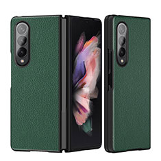 Luxus Leder Hülle Handyhülle und Kunststoff Schutzhülle Hartschalen Tasche L08 für Samsung Galaxy Z Fold3 5G Grün