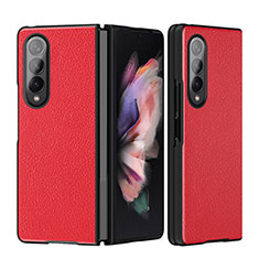 Luxus Leder Hülle Handyhülle und Kunststoff Schutzhülle Hartschalen Tasche L08 für Samsung Galaxy Z Fold3 5G Rot