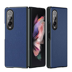 Luxus Leder Hülle Handyhülle und Kunststoff Schutzhülle Hartschalen Tasche L08 für Samsung Galaxy Z Fold4 5G Blau