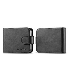 Luxus Leder Hülle Handyhülle und Kunststoff Schutzhülle Hartschalen Tasche LC5 für Samsung Galaxy Z Flip5 5G Schwarz