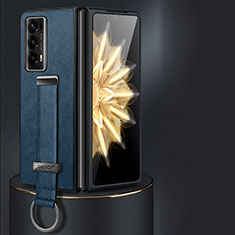 Luxus Leder Hülle Handyhülle und Kunststoff Schutzhülle Hartschalen Tasche LD1 für Huawei Honor Magic V2 5G Blau