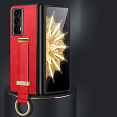 Luxus Leder Hülle Handyhülle und Kunststoff Schutzhülle Hartschalen Tasche LD1 für Huawei Honor Magic V2 Ultimate 5G Rot