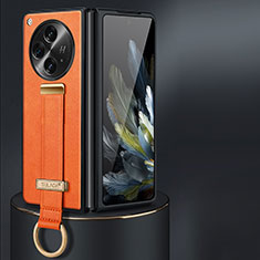 Luxus Leder Hülle Handyhülle und Kunststoff Schutzhülle Hartschalen Tasche LD1 für OnePlus Open 5G Orange
