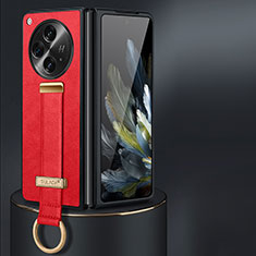 Luxus Leder Hülle Handyhülle und Kunststoff Schutzhülle Hartschalen Tasche LD1 für OnePlus Open 5G Rot