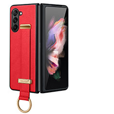 Luxus Leder Hülle Handyhülle und Kunststoff Schutzhülle Hartschalen Tasche LD1 für Samsung Galaxy Z Fold5 5G Rot