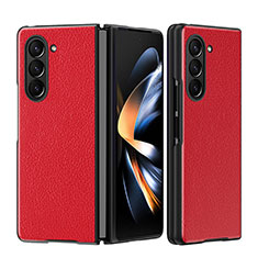 Luxus Leder Hülle Handyhülle und Kunststoff Schutzhülle Hartschalen Tasche QH1 für Samsung Galaxy Z Fold5 5G Rot