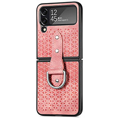 Luxus Leder Hülle Handyhülle und Kunststoff Schutzhülle Hartschalen Tasche R07 für Samsung Galaxy Z Flip4 5G Rosegold