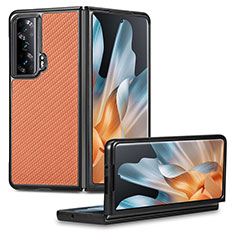 Luxus Leder Hülle Handyhülle und Kunststoff Schutzhülle Hartschalen Tasche S01D für Huawei Honor Magic Vs 5G Orange