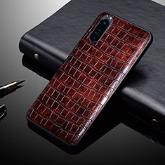 Luxus Leder Hülle Handyhülle und Kunststoff Schutzhülle Hartschalen Tasche S02 für Sony Xperia 1 IV Braun
