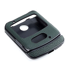 Luxus Leder Hülle Handyhülle und Kunststoff Schutzhülle Hartschalen Tasche S03 für Motorola Moto RAZR (2022) 5G Grün