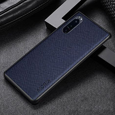 Luxus Leder Hülle Handyhülle und Kunststoff Schutzhülle Hartschalen Tasche S03 für Sony Xperia 1 IV Blau