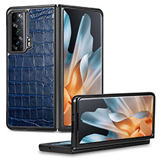 Luxus Leder Hülle Handyhülle und Kunststoff Schutzhülle Hartschalen Tasche S03D für Huawei Honor Magic Vs 5G Blau