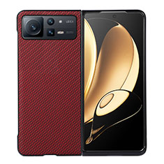 Luxus Leder Hülle Handyhülle und Kunststoff Schutzhülle Hartschalen Tasche S04 für Xiaomi Mix Fold 2 5G Rot