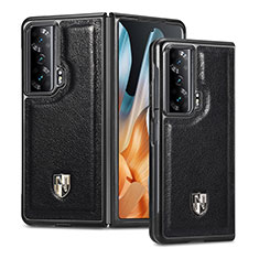 Luxus Leder Hülle Handyhülle und Kunststoff Schutzhülle Hartschalen Tasche S04D für Huawei Honor Magic Vs Ultimate 5G Schwarz