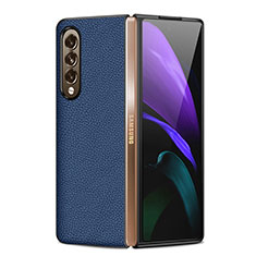 Luxus Leder Hülle Handyhülle und Kunststoff Schutzhülle Hartschalen Tasche S05 für Samsung Galaxy Z Fold4 5G Blau