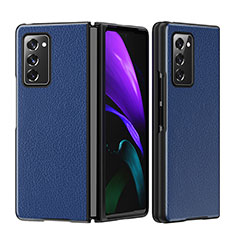 Luxus Leder Hülle Handyhülle und Kunststoff Schutzhülle Hartschalen Tasche S06 für Samsung Galaxy Z Fold2 5G Blau