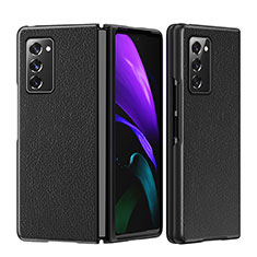 Luxus Leder Hülle Handyhülle und Kunststoff Schutzhülle Hartschalen Tasche S06 für Samsung Galaxy Z Fold2 5G Schwarz