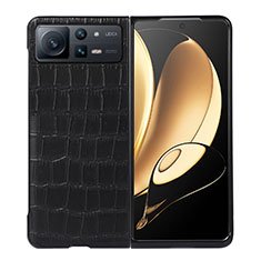 Luxus Leder Hülle Handyhülle und Kunststoff Schutzhülle Hartschalen Tasche S06 für Xiaomi Mix Fold 2 5G Schwarz