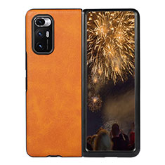 Luxus Leder Hülle Handyhülle und Kunststoff Schutzhülle Hartschalen Tasche S06 für Xiaomi Mix Fold 5G Orange