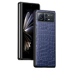 Luxus Leder Hülle Handyhülle und Kunststoff Schutzhülle Hartschalen Tasche S07 für Xiaomi Mix Fold 2 5G Blau