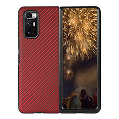 Luxus Leder Hülle Handyhülle und Kunststoff Schutzhülle Hartschalen Tasche S07 für Xiaomi Mix Fold 5G Rot