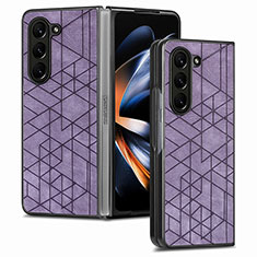 Luxus Leder Hülle Handyhülle und Kunststoff Schutzhülle Hartschalen Tasche S07D für Samsung Galaxy Z Fold5 5G Violett