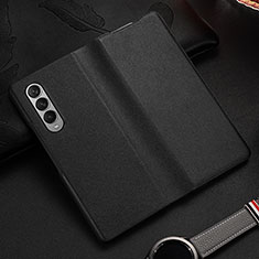 Luxus Leder Hülle Handyhülle und Kunststoff Schutzhülle Hartschalen Tasche S08 für Samsung Galaxy Z Fold3 5G Schwarz