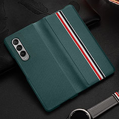 Luxus Leder Hülle Handyhülle und Kunststoff Schutzhülle Hartschalen Tasche S09 für Samsung Galaxy Z Fold4 5G Grün