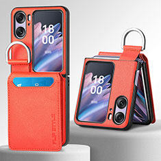 Luxus Leder Hülle Handyhülle und Kunststoff Schutzhülle Hartschalen Tasche SD12 für Oppo Find N2 Flip 5G Orange