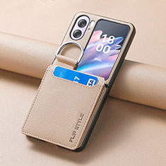 Luxus Leder Hülle Handyhülle und Kunststoff Schutzhülle Hartschalen Tasche SD13 für Oppo Find N2 Flip 5G Gold