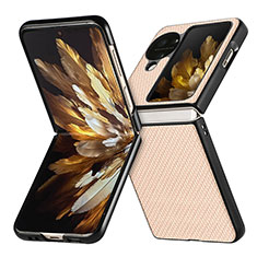 Luxus Leder Hülle Handyhülle und Kunststoff Schutzhülle Hartschalen Tasche SD2 für Oppo Find N3 Flip 5G Gold