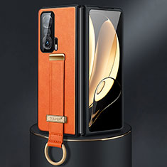 Luxus Leder Hülle Handyhülle und Kunststoff Schutzhülle Hartschalen Tasche SD3 für Huawei Honor Magic Vs 5G Orange