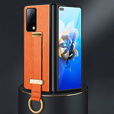 Luxus Leder Hülle Handyhülle und Kunststoff Schutzhülle Hartschalen Tasche SD3 für Huawei Mate X2 Orange