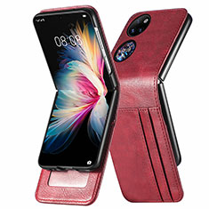 Luxus Leder Hülle Handyhülle und Kunststoff Schutzhülle Hartschalen Tasche SD3 für Huawei Pocket S Rot