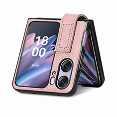 Luxus Leder Hülle Handyhülle und Kunststoff Schutzhülle Hartschalen Tasche SD3 für Oppo Find N2 Flip 5G Rosegold