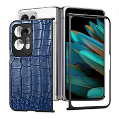 Luxus Leder Hülle Handyhülle und Kunststoff Schutzhülle Hartschalen Tasche SD6 für Oppo Find N2 5G Blau