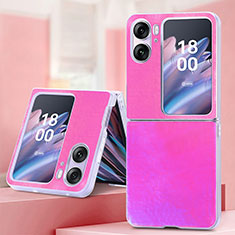 Luxus Leder Hülle Handyhülle und Kunststoff Schutzhülle Hartschalen Tasche SD6 für Oppo Find N2 Flip 5G Pink
