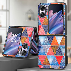 Luxus Leder Hülle Handyhülle und Kunststoff Schutzhülle Hartschalen Tasche SD7 für Oppo Find N2 Flip 5G Braun