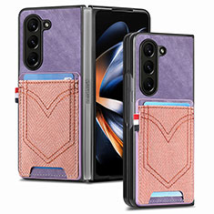 Luxus Leder Hülle Handyhülle und Kunststoff Schutzhülle Hartschalen Tasche SD7 für Samsung Galaxy Z Fold5 5G Violett