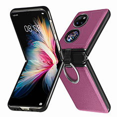 Luxus Leder Hülle Handyhülle und Kunststoff Schutzhülle Hartschalen Tasche SD8 für Huawei Pocket S Violett