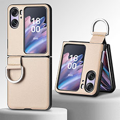 Luxus Leder Hülle Handyhülle und Kunststoff Schutzhülle Hartschalen Tasche SD8 für Oppo Find N2 Flip 5G Kahki